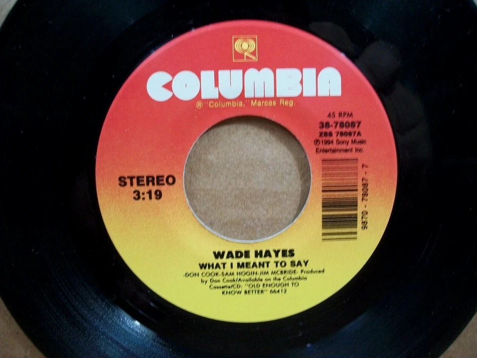 Wade Hayes - What I Mean To Say/Kentucky Bluebird (45 RPM, 1994, Columbia) Foto 2 de 4