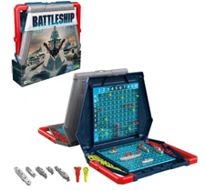 Battleship Game - 2 portable battle cases, 10 plastic ships, 73 red "hit" pegs!