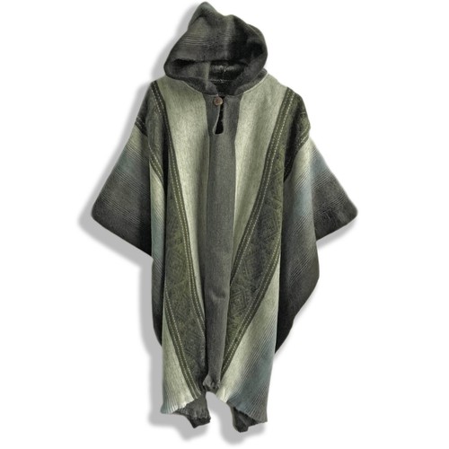 DARK GREEN BABY ALPACA WOOL CAPE PONCHO 