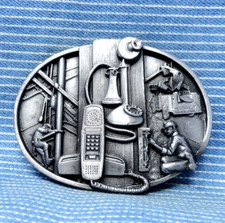 American Communications Workers Belt Buckle Telephone Vtg 80s Siskiyou  .TYC329