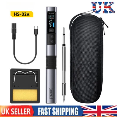 FNIRSI HS-02 100W Digital Electric Soldering Iron Pen Welding Portable Type-C UK