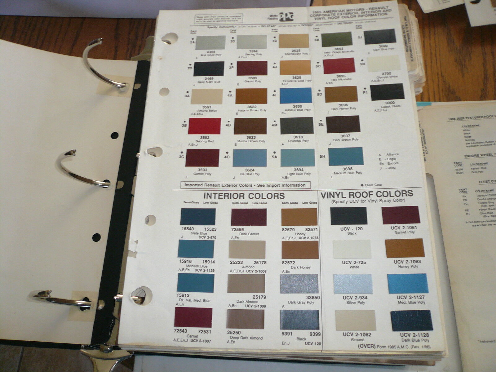 1985 American Motors Renault Ditzler Paint Sample Mail order cheap PPG Chip Color Direct sale of manufacturer