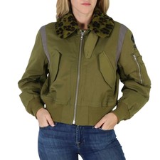 Kenzo Khaki Hana Leopard Dettail Bomber Jacket