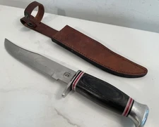 Chipaway Cutlery Fixed Blade Hunting Knife & Leather Sheath 12” W/7.5” Blade