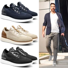 Men's Dress Sneakers Breathable Oxfords Casual Wingtip Brogue Shoes Black/Grey