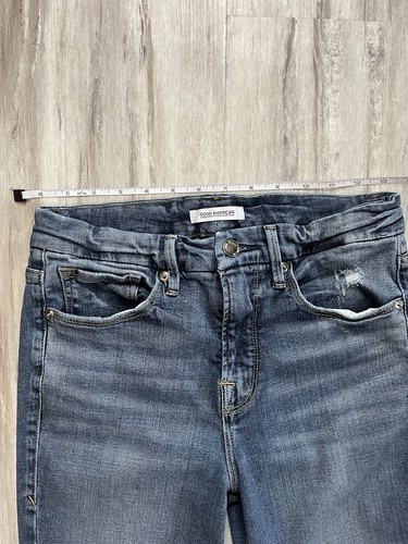 Good American Crop Denim Cotton Stretch Distressed Skinny Jean Blue427 - Picture 4 of 9