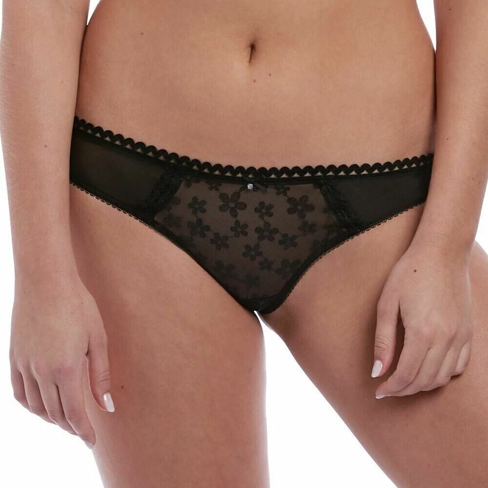 Freya Unchained Thong Size S 10 12 Black Sheer Embroidered Knickers 5397 New - Image 4 of 4