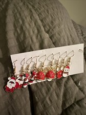 5 Pairs Of Adorable Christmas Themed Drop Dangle Red Earrings