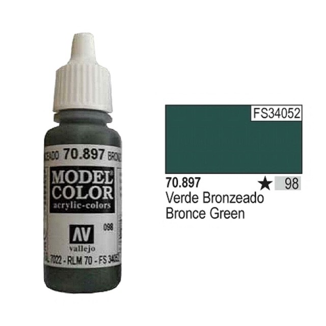 Vallejo "Model Color" Bronze Green Acrylic Hobby Paint 17ml Bottle 70.