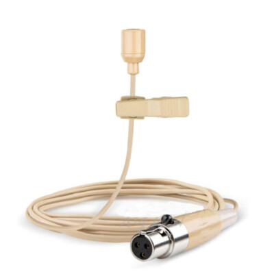 Beige Clip-on Tie Lavalier Lapel TA3F 3PIN Microphone for AKG / Samson Wireless