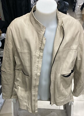Conbipel Used Leather Jacket Men Size 48 Beige LLE70