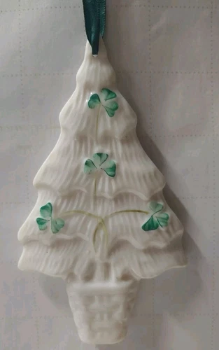 Belleek Ireland Irish Porcelain 5" CHRISTMAS ORNAMENT Christmas Tree Rare! Chip
