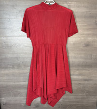 ASOS Women’s Size 14 Short Sleeve Pleated Midi Dress Red Cutout Back