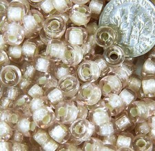 Pony, Roller Beads, 6mm, 2mm Hole, Lt. Pink w/Silver Lining, 50 Pcs, 74