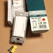 One New Lutron RadioRa RA-AD-WH White Dimmer Lighting Control Switch PP#78