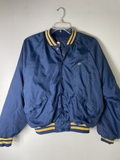 King Louie Pro Fit Mens Satin Blue Embroidered USA Eagle Trucking Jacket X Large