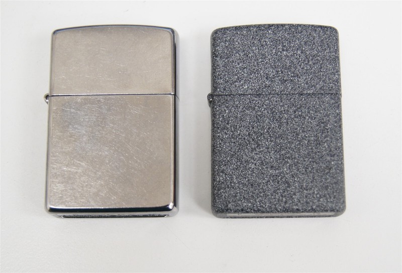 Lot of 2 Zippo Lighters 2013 & 2018 - Charcoal Cement & Silver - Never Used 