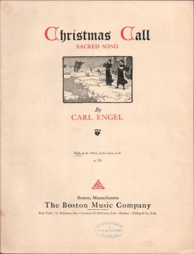 1916 LLAMADA NAVIDAD partitura antigua de vacaciones CANCIÓN SAGRADA VILLANCICO Carl Engel - Imagen 1 de 2