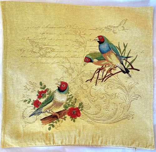 18" 45CM TROPICAL BIRDS SERIES, LOVE BIRDS BELGIAN TAPESTRY CUSHION COVER, 5129 - Picture 2 of 10