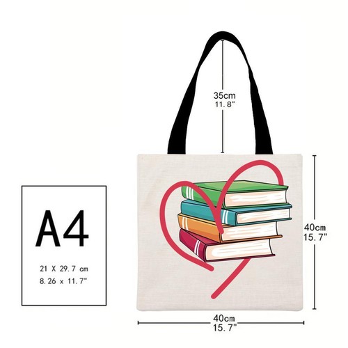 Heart Love Books Printed Linen Bag - Picture 3 of 3