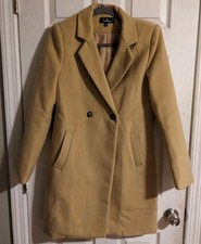Lulus Camel Classic Peacoat Xs Light Tan Double Breasted Wool-like