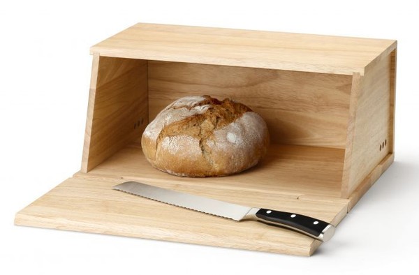 Continenta Holz Brotkasten Brotbox Brotkiste BrotbehäLter Gummibaumholz-image
