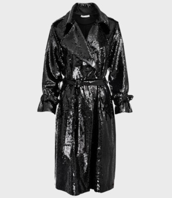Alice + Olivia Sequin Embellished Trench Coat Size M New