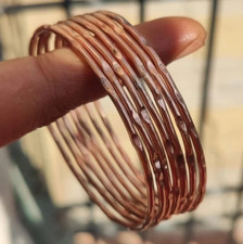 Set Of 7 Pc Pure Copper Bangles, Women Bracelet Bangle, Healing Bangles, Thin