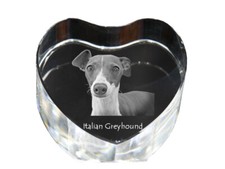 Italien, Italian Lévrier - Hundebild En Cristal, Coeur de Cristal