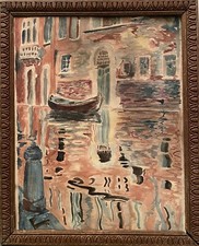 Tableau peinture ancienne Paysage Impressionniste Venise début XXe