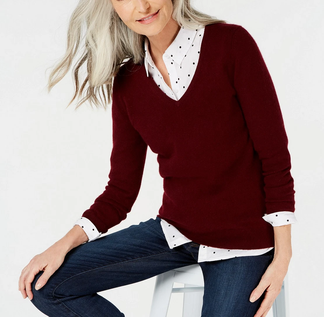 Charter club v hotsell neck cashmere sweater