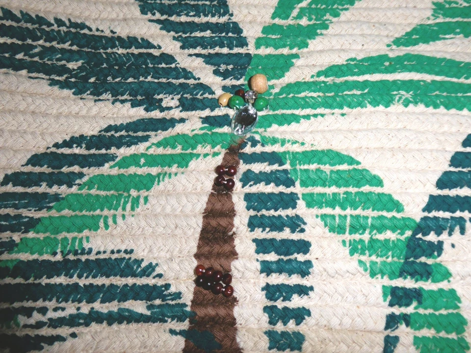 Star Mela Zoie Palm Tree Tote Beach Bag Leather Handles Wood Beads NWT $442.50 - Image 4 of 4