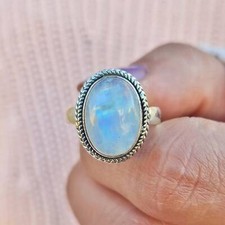 Genuine Moonstone Ring 925 Sterling Silver Statement Ring Ships From USA