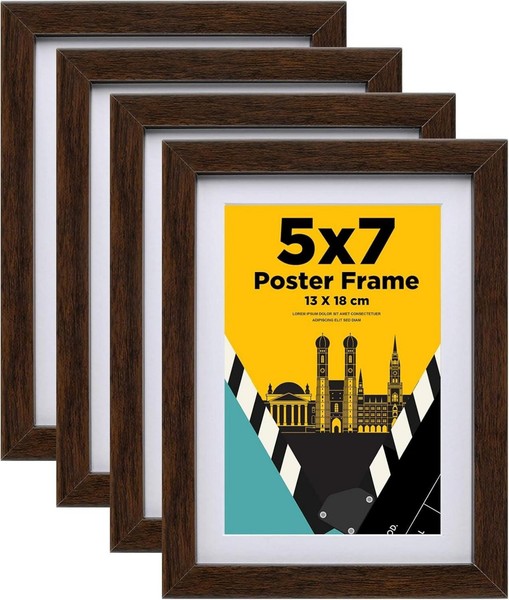 Bilderrahmen 13X18Cm 4Er-Set, Holzrahmen, Acrylglas, Mdf, Braun-image