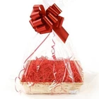 Clear Cellophane Hamper Bag 55 x 70cm & Shred Red Bow Shrink Wrappable NO Basket