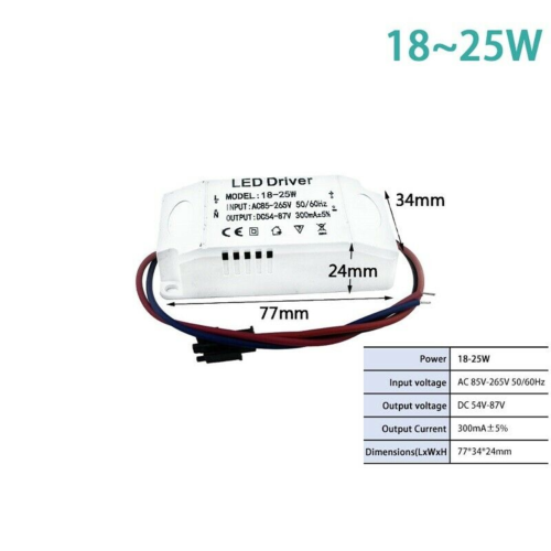 LED Driver Power Supply Transforme1W 3W 7W 8W 12W 18W 25W 36W AC 240V 300mA - Picture 6 of 16
