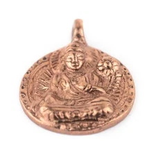 Round Copper Buddha Pendant 28x34mm Nepal Large Hole