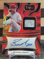Bronson Arroyo 2025 Panini Select #AM-BA Auto Relic Red Prizm #07/49 Reds