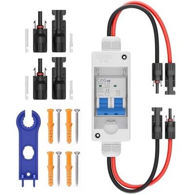 Solar Panel Disconnect Switch,  32 Amp DC 500V Breaker Box PV Disconnect 32A