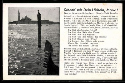 Postcard march song give me your smile, Maria! v. Schwenn-Schaeffers and Erik De 