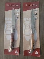 Laguiole Folding Knife with Wood Handle and Built-in Corkscrew - New Under...