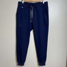 FIGS Women's Scrub Pants Zamora Jogger L Navy Cargo Stretch back leg logo EUC