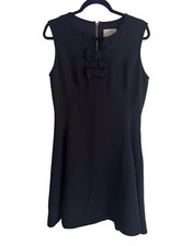 Kate Spade New York Dress Womens 12 Double Black Bow Front Fit Flare Sleeveless