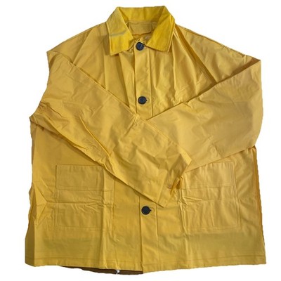Yellow Large Rain Jacket Button Up With Pockets - Made In Taiwan - (7A448)
