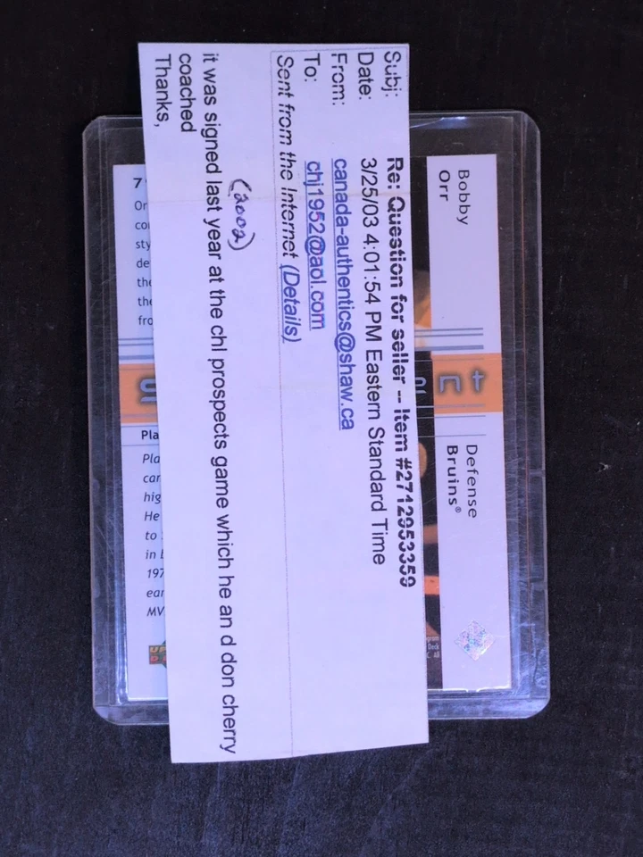 AUTOGRAPHED 2002-03 SPx - Bobby Orr #79 - Image 3 of 3