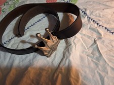 42 " leather Belt 1.5" wide, crown buckle, made in USA