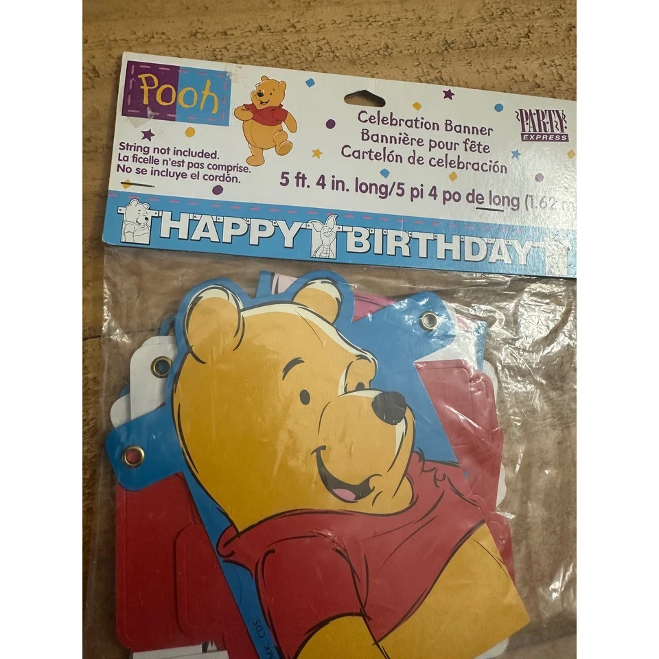 Vintage Winnie the Pooh Happy Birthday Party Celebration Banner New Sealed - Image 2 of 4