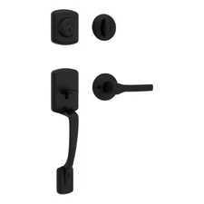 Matte Black Kwikset Handleset With Deadbolt Smartkey Security For Exterior Doors