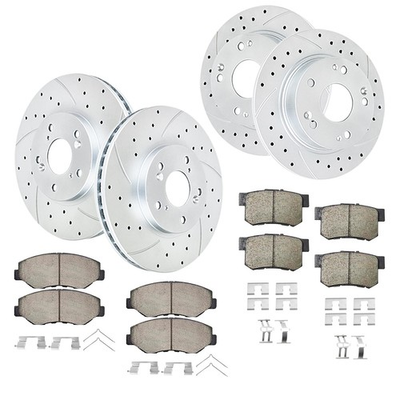 #ad Front Rear Brake Kit for 2.4L Accord Drilled Slotted Rotors Ceramic Pads $207.99