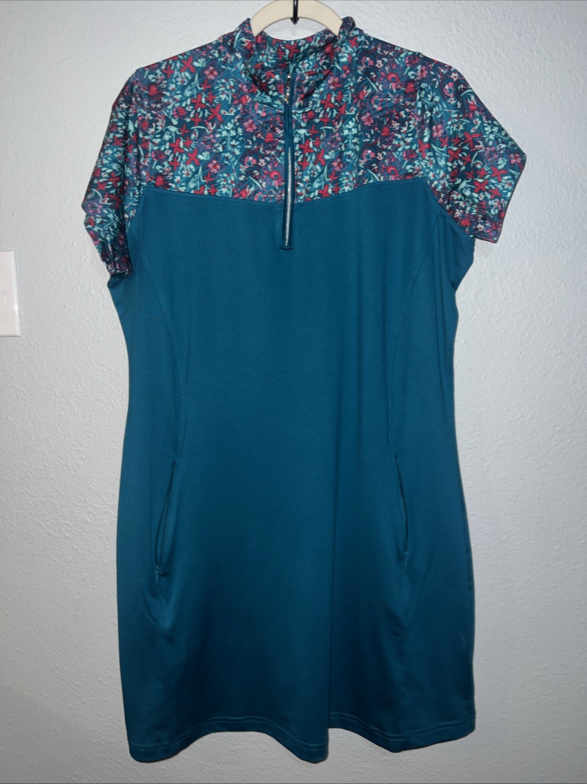 Dress Size Xl Dry Luxe Performance Pockets 1/4 Zip Teal